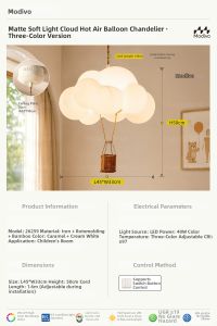 FANCY LAMP CLUB | Cartoon Hot Air Balloon Style Childrens Room Eye-Protective Ceiling Light