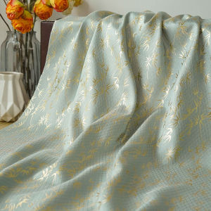 Golden Bamboo Leaf Jacquard Fabric Diamond Pattern Material for Dresses Bags and Textiles