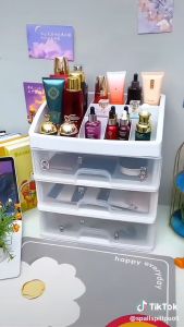 Rak kosmetik 3 laci tempat penyimpanan make up serbaguna multifungsi