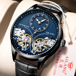 AILANG Genuine Brand Mens Double Tourbillon Luminous Direct-looking Automatic Mechanical Watch Hollow Waterproof