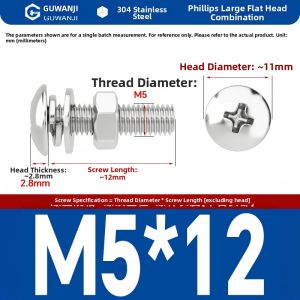 GUWANJI | 304 Stainless Steel Cross Pan Mushroom Head Screw Nut Set M2-M8