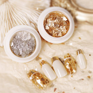 Nail Art Accessories Mineral Copper Gold Mica Slice Thin Fragment Decoration 云母片美甲金属高亮泽矿物铜金片薄碎片指甲贴片