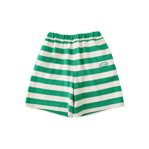 Slimming Effect Childrens Shorts Embroidered Logo Loose Fit Five Inch Thin Cotton Blend Casual Pants for Boys Summer Wear