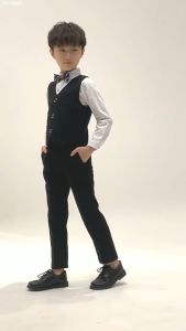 3-12yrs Kids Boys Suit Blazer Vest Pants Bowtie Formal Wedding Birthday Terno Tuxedo Set Toddler Gentleman Suits