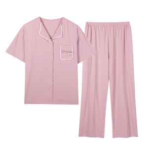 MiiOW | ชุดนอนผ้าไหมคอตตอนน่ารักสำหรับผู้หญิง MiiOW ฤดูร้อน 2025 ชุดกระโปรงสั้นแขนสั้น กางเกงขายาว ชุดอยู่บ้านฤดูใบไม้ผลิและฤดูใบไม้ร่วง