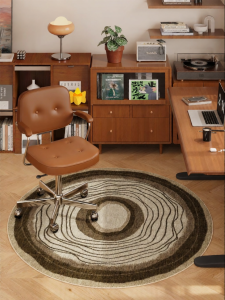 YUNHAOBUYI | Vintage Jute Style Soundproof Slip Resistant Rug Circular Desk Chair Pad