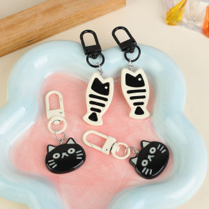【♡Lovely girls house♡】5Pcs Cute Cartoon Little Cat and FishToy Keychain Bag Pendant Key Holder