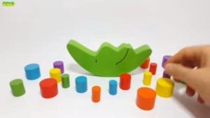 Wooden Moon Balance Block Balancing Training Motor Skill Learning Color Brain Develop Montessori Education Toy-T001