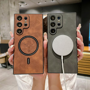 Vỏ bọc Ốp điện thoại sạc không dây Galaxy Note 20 Ultra S25 S24 S23 S22 Ultra S21 Plus + S21 FE Ốp điện thoại cho Samsung Chống Sốc bằng da Hươu
