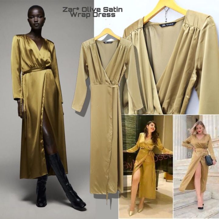 Zara gold hot sale silk dress