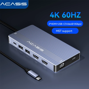 Acasis 14-in-1 USB C Hub Docking Station 100W PD 4K60Hz HDMI 10Gbps Ports Gigabit Ethernet SD/TF Card Reader for MacBook/Laptop