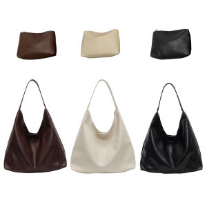 Slouchy Hobo Bag for Women Solid Shoulder Bag PU Leather Trendy Tote Bag Underarm Bag for Work Travel