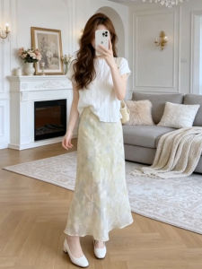 NIUVIES | French Style Green Floral Summer Dress