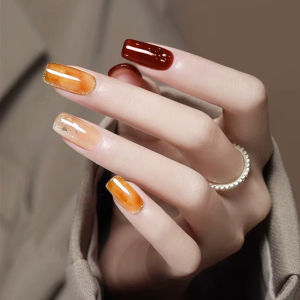 1 ชิ้น WS 2025 ยาทาเล็บเจลสีอำพันลายกระดองเต่า รุ่นฮิตประจำฤดูใบไม้ร่วงและฤดูหนาว  ชุดสีอำพันน้ำผึ้ง สำหรับตกแต่งเล็บ