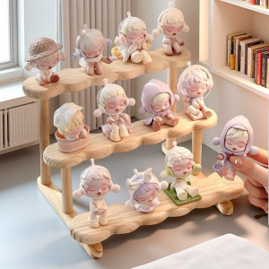 Wood Figure Display Rack Storage Rack Desktop Trendy Figure Pops Mart Blind Box Doll Succulent Green Plant Ladder Rack