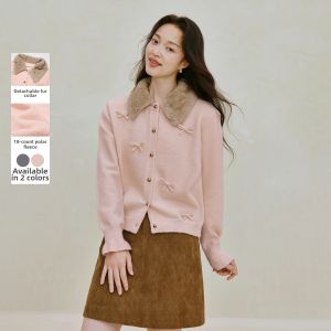 INMAN | Detachable Fur Collar Autumn New Bow Knit Cardigan