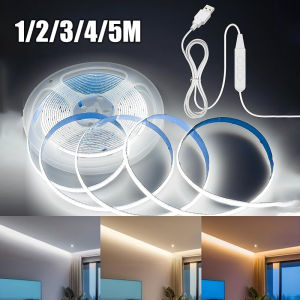 COB LED Strip Light 5V USB With Button Cuttable Flexible Light Strip for Home Bedroom TV Backlight Kitchen Stairs DIY Decoration