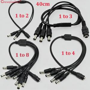 1PCS 5.5* 2.1mm DC Power Splitter Cable 1 to 2/3/4/5/6/8 Way 5V 12V Power Adapter Connector Cord For LED Strip Lights Camera