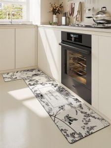 Nordic Pattern Long Kitchen Rug Home Use PU Leather Oil Resistant Wash Free Wipe Dirt Resistant Carpet for Household Use
