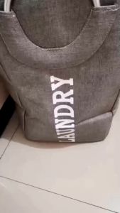 Foldable Ring Buckle Handle Laundry Basket Bag For Dirty Clothes Pants Coat Cotton Linen Storage AT