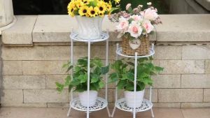 SOHO Plant Rack Flower Rack Metal Plant Rack Stand Indoor Outdoor Flower Pot Display Holder Iron Planter Shelf for Living Room Garden Lawn Patio