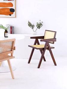 Kerusi Meja Makan Nordic Style Rattan Timber Armchair Leisure Dining Home Balcony Kerusi Rotan