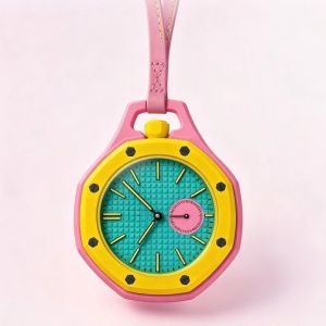 Bandai | 2026 New Hot Pocket Watch Octagonal Pop Style Neck Quartz Movement Candy Color Quartz Watch Color Niche Personality Removable []