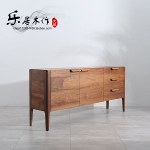 Luxurious Black Walnut Wooden TV Cabinet Living Room Storage Cabinet Villa Kitchen Cabinet Tea Water Terrace Real Wood Sideboard