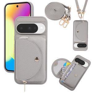 Leather Lychee Grain Round Flip Simple Wallet Phone Case For Google Pixel 6 7 8A 10 ProXL 9 8 7 Pro Pocket Magnetic Buckle Cover