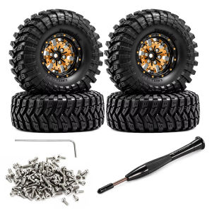 4PCS 1.3" Aluminum Beadlock Wheel Hubs & Crawler Tires for 1/18 TRX4M 1/24 SCX24 AX24 RC Crawler Upgrade Parts