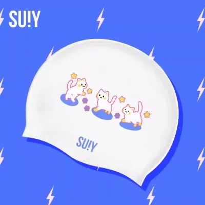 SUIY | Cute Large Fit Swim Cap for Racing Black