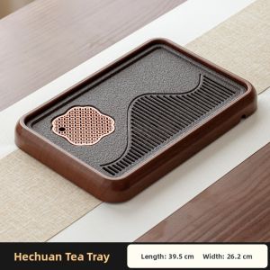 YIHUTEA | Imitation Black Gold Stone New Chinese Style Water Holding and Drainage Tea Tray