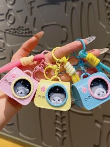 Cute Space Cat Bag Keychain Atmosphere Light Key Ring Bag Pendant Glowing Small Gift ABS Material Creative Festival Supplies