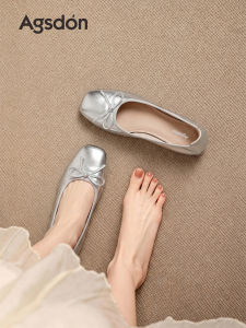 Agsdon | Silver Mary Jane Shoes for Women Summer Fall Comfortable Slip-on