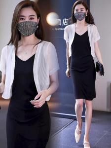 Summer Thin Cardigan Shawl White Short Sleeve Cover up Versatile Outerwear with Strap Dress Korean Style Commute Fashion