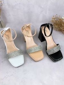 Giày nữ cao gót đúp vuông 9p quai mảnh 4 dây đính đá - SD136 (form to bạn nên lùi 1 size nhé)