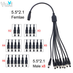 YuXi 5.5x2.1mm Female To 2/3/4/5/6/8 Way Male DC Power Splitter Adapter Cable 5.5x2.1mm Connector Power Cord For CCTV Camera