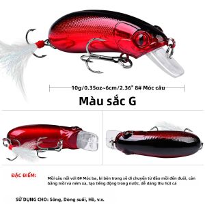 Proberos Câu Cá Minnow Nhân Tạo Mồi Cứng 3D Mắt Crankbait Nổi Wobbler Jig Top Nước Câu Cá Cho Đại Dương Sông Hồ