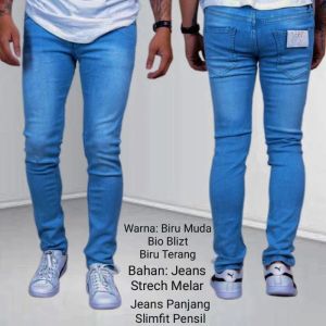 Celana jeans pria pensil slimfit