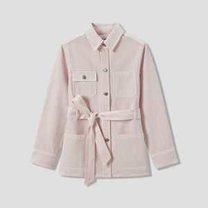 Womens Workwear Style Pink Denim Shirt Jacket