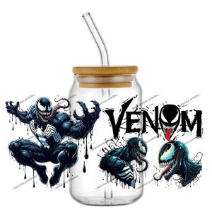 สติกเกอร์ Venom ยอดนิยม ขนาด 16 ออนซ์ ลาย UV DTF ร้อนแรง 20 แบบ ลายการ์ตูนซูเปอร์ฮีโร่ แฟชั่น สำหรับติดแก้ว กระป๋อง แก้วกาแฟ ของขวัญวันเกิด