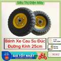 Bánh Xe Cau Su Đặc Đường Kính 25cm x 5cm. Bánh Xe Đẩy Chịu Trọng Tải Cao. Bánh Xe Máy Trộn Bê Tông. 