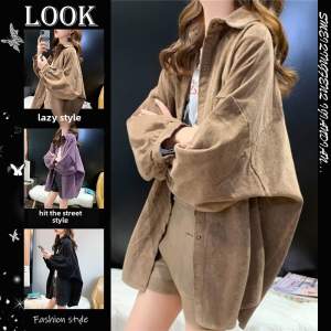 Qian Rose Spring Autumn Womens Loose K-style Coat Large Size Casual Streetwear Long Sleeve Mid-length Fashion Blouse