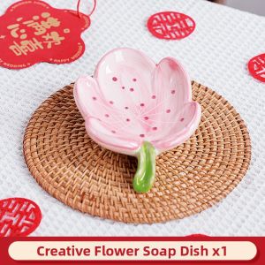 ETY | Red Ceramic Draining Soap Dish Set for Bridal Gifts