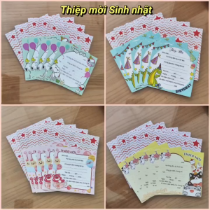 COMBO 20 thiệp mời sinh nhật 12x12cm dễ thương