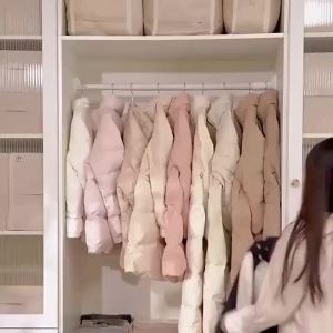 Túi Đựng Quần Áo Tiết Kiệm Không Gian Bằng Vải Satin Có Cửa Sổ Trong Suốt Treo Được Dùng Để Đựng Áo Khoác Áo Phao