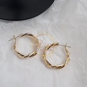 ANTING KOREA WANITA CLASSIC RETRO ELEGANT TUSUK ANTI KARAT TITANIUM BENTUK BULAT AKSESORIS ANT40