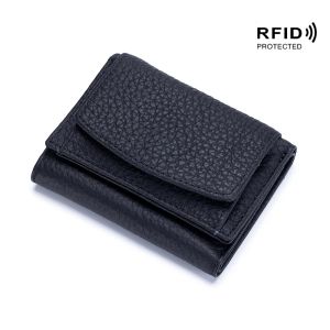 Genuine Leather RFID ID Credit Bank Business Card Holder Cowhide Coin Purse Bags Luxury Clutch Slim Pocket Wallets for Women