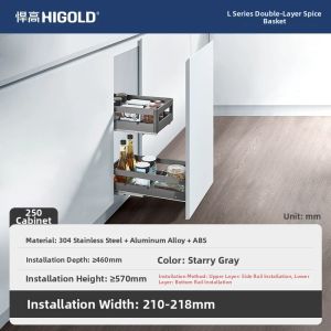 HIGOLD | Double Layered Stainless Steel Drawer Organizer Aluminum Spice Basket