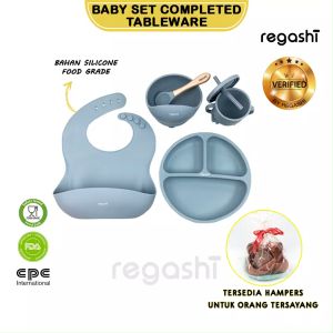 Regashi Tempat Makan Bayi Silikon | Alat Makan Bayi Silikon | Baby Set Completed Tableware